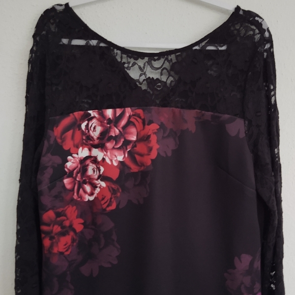 Thalia Sodi Dress Floral Scuba Sheath Black Lace Long Sleeves & Hem Size XL - Picture 4 of 14